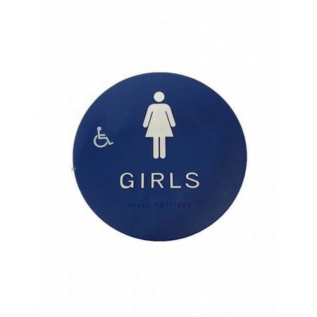 DON-JO Girls Circle Blue Bathroom Sign CHS5